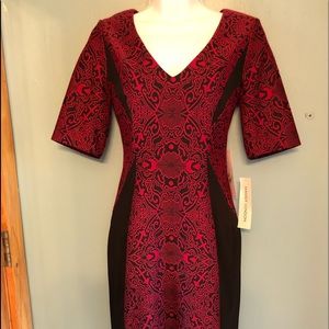 Maggy London, Red & Black Straight Dress, Sz 6 NEW